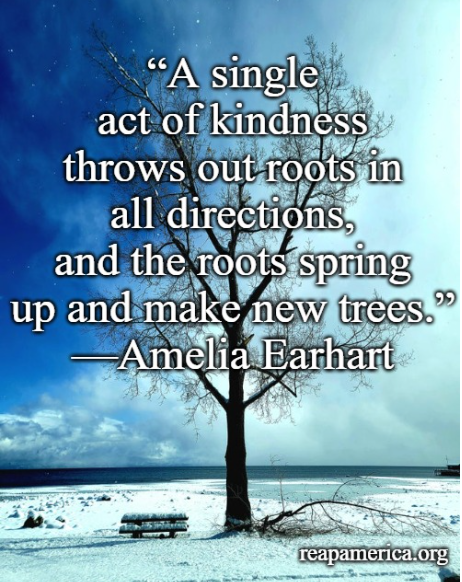 "A single act of kindness throws out roots in all directions, and the roots spring up and make new trees."